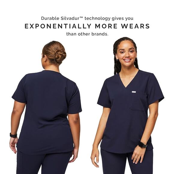 Figs Scrub Top Womens Small Technical Collection Navy with one pocket - Picture 1 of 6